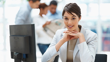 Woman managing individual performance in office