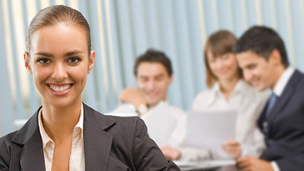 Woman leader smiling, Principles of Leadership and Management