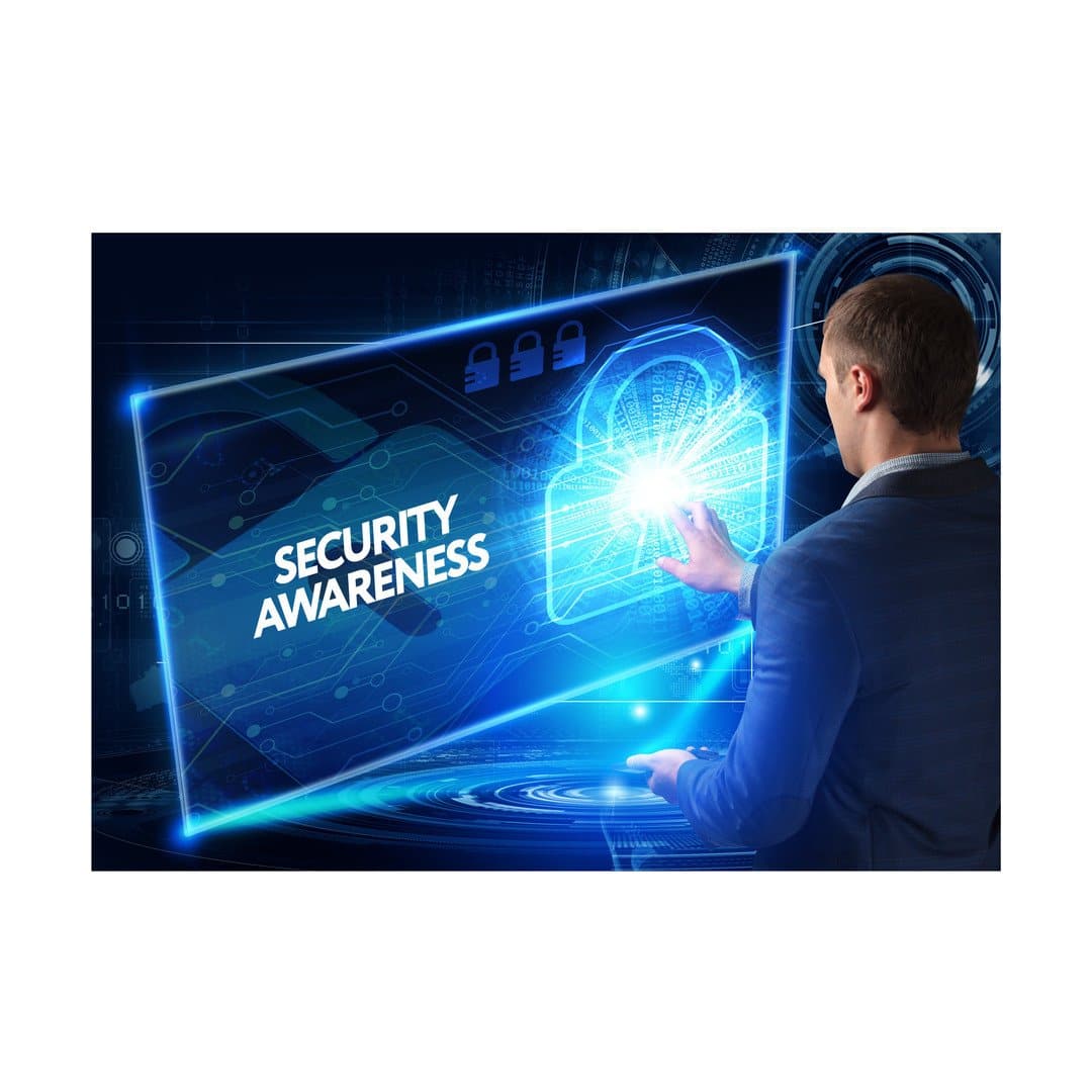 Man interacting with security graphic